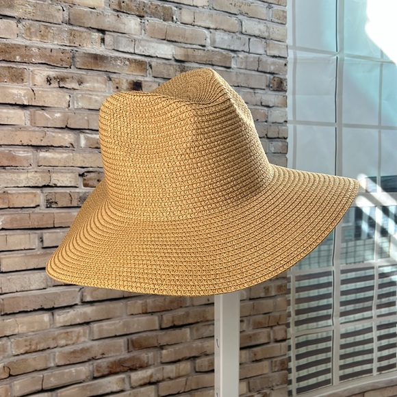 Hat - Tan Straw Woven Fedora Soft Wide Brim - Picture 2 of 2